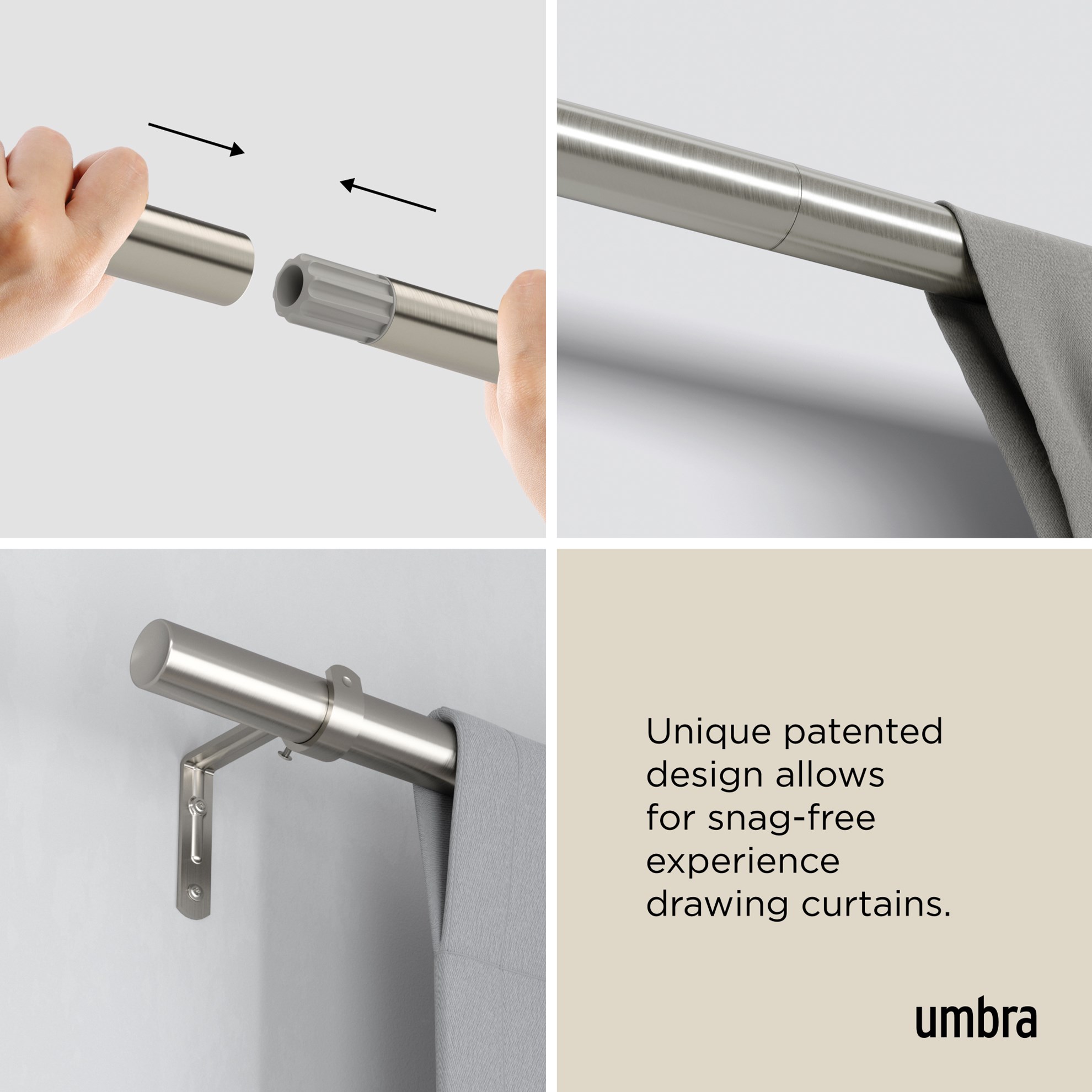 Rozšířitelná garnýž Umbra ZEN 61-142cm niklová_0