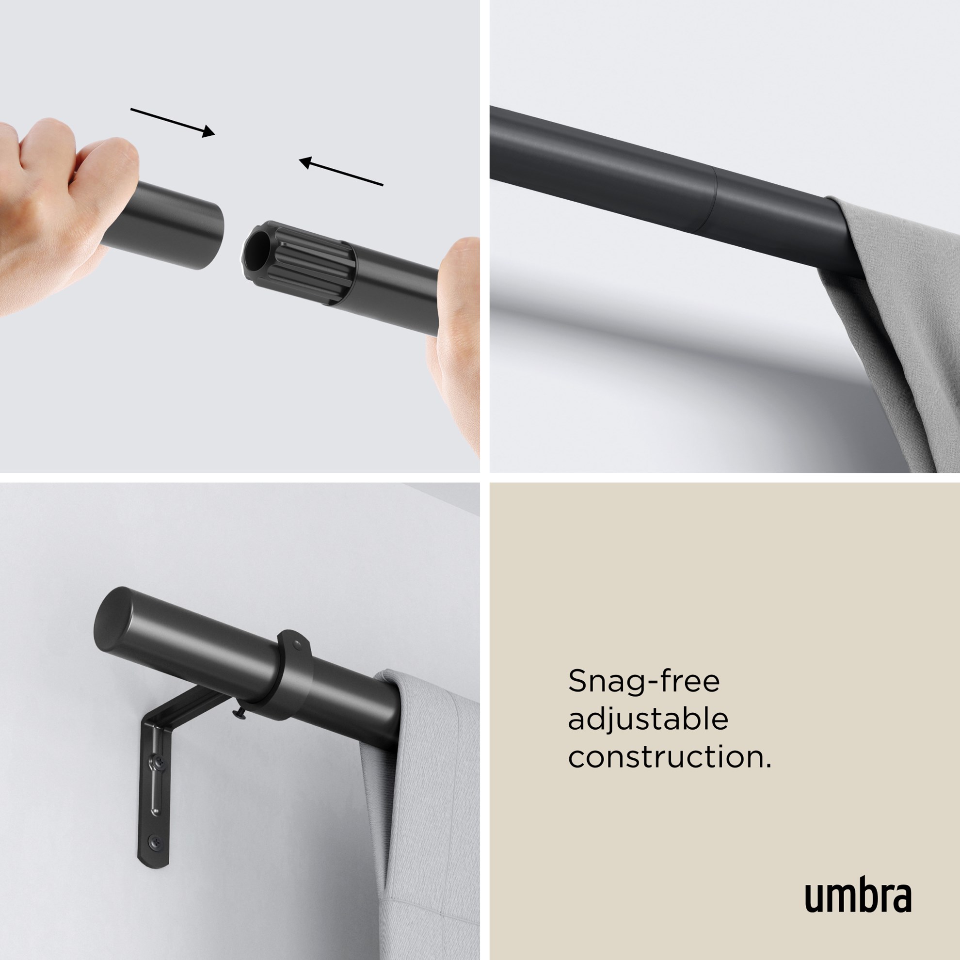 Rozšířitelná garnýž Umbra ZEN 142-305cm černá matná_0