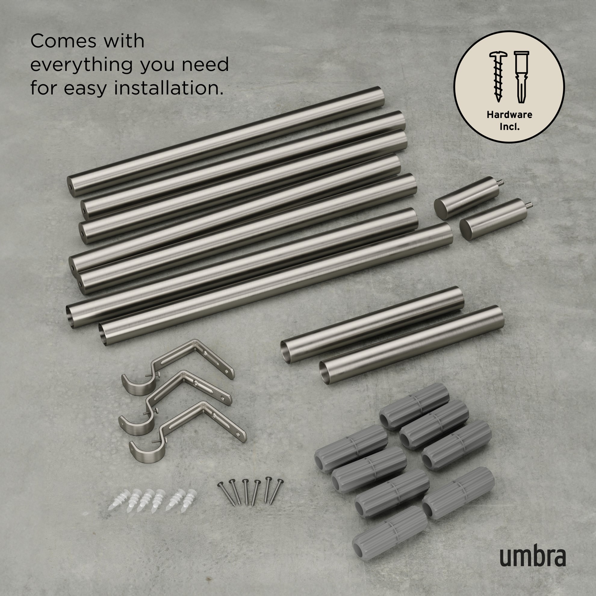 Rozšířitelná garnýž Umbra ZEN 142-305cm niklová_3