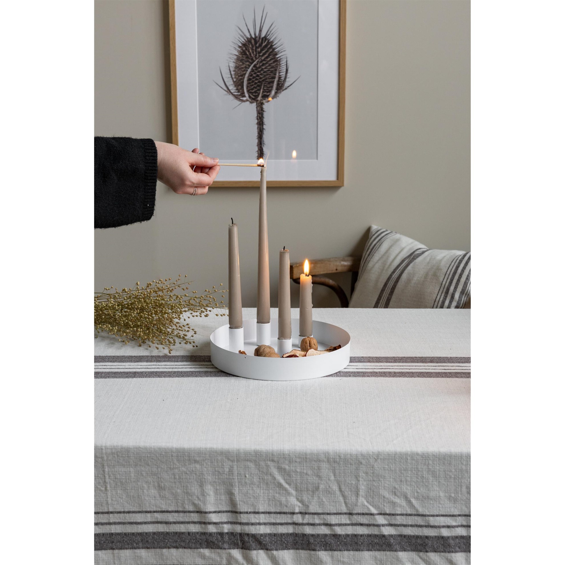 Adventní svícen SUND kulatý s magnetickým držáky na svíčky 2,1 cm bílý_0