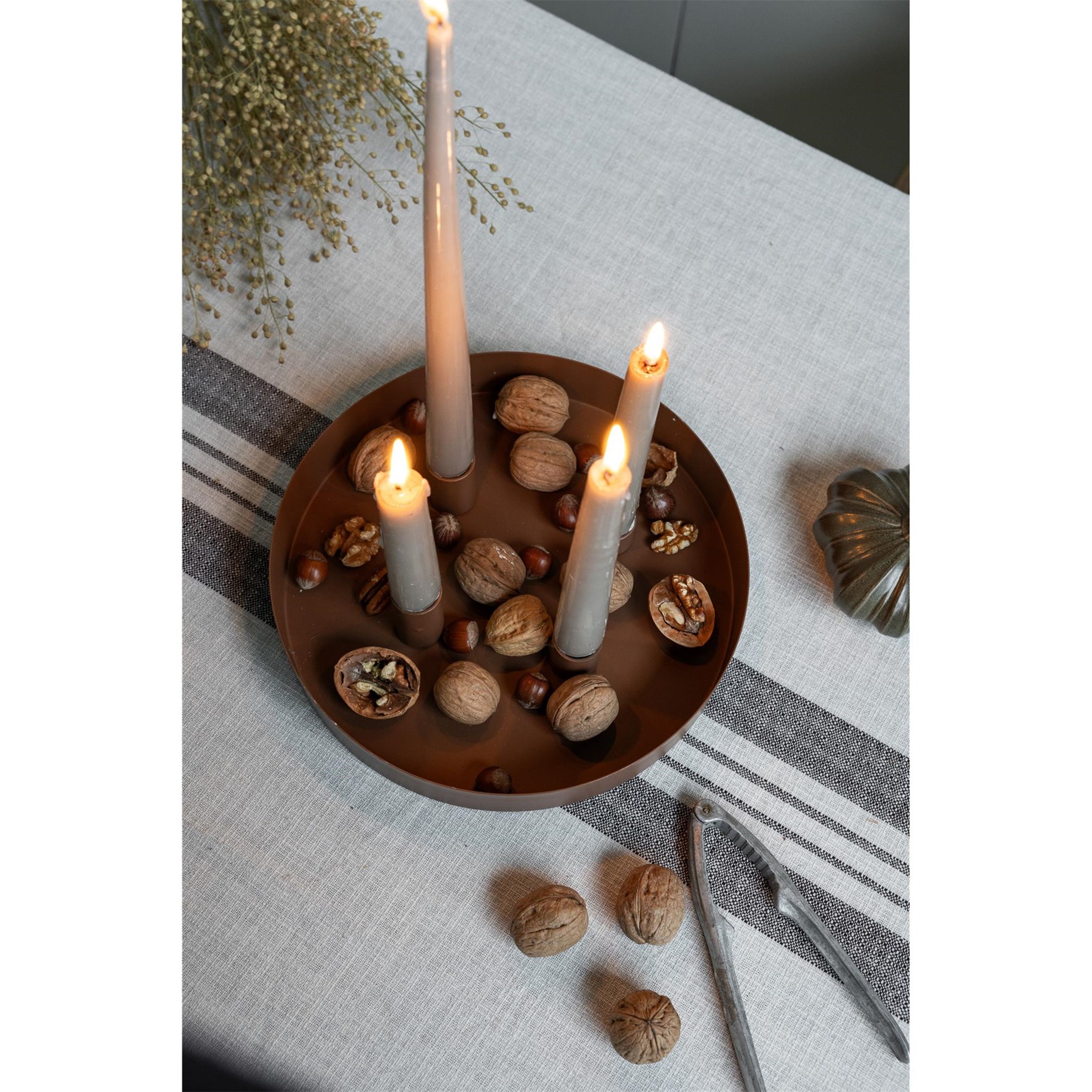 Adventní svícen SUND kulatý s magnetickým držáky na svíčky 2,1 cm hnědý_1