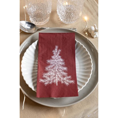 Papírové ubrousky JULGRAN 11x21cm 16ks červené/dekor větvičky_1