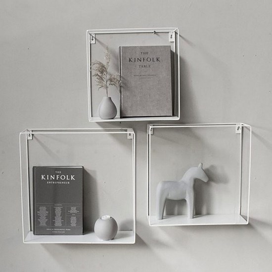 Sada 3 bílých čtvercových polic RAMSJÖHOLM_1