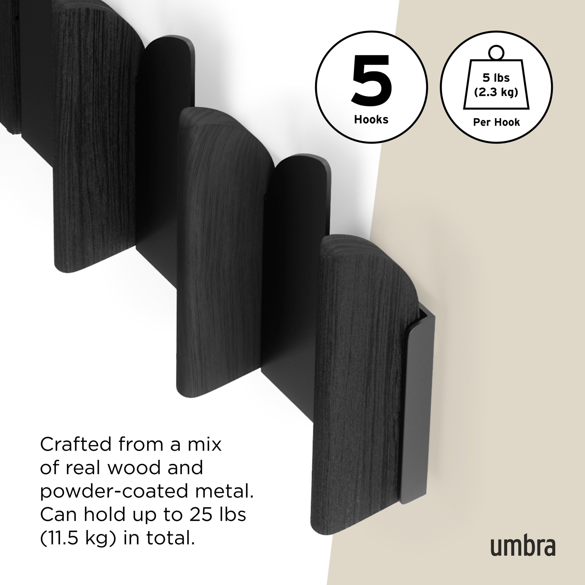Nástěnné háčky Umbra SALOON černé_1