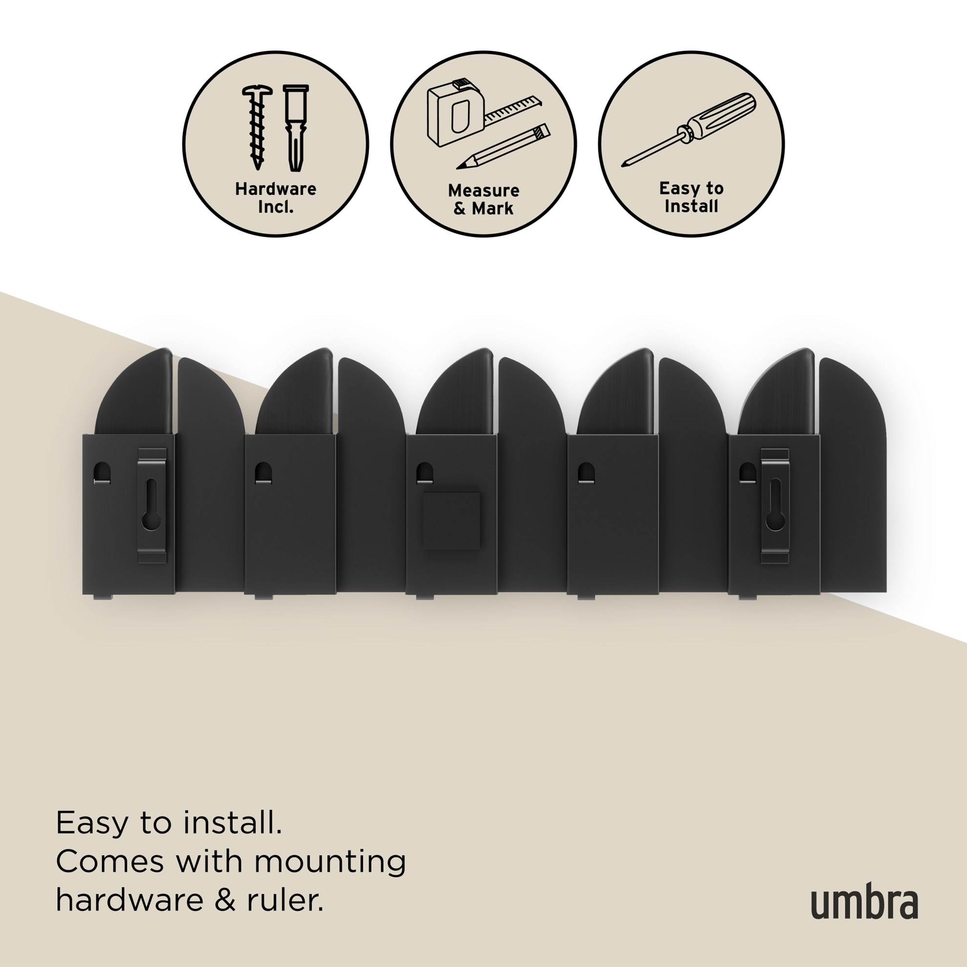 Nástěnné hačky Umbra SALOON černé_5