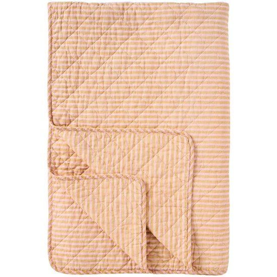 Prošívaná deka/přehoz Ib Laursen s hořčicovou růžovými pruhy 180x130 cm_0