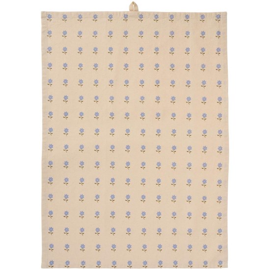 Kuchyňská utěrka Elisabeth Ib Laursen přírodní s modrými květy_0