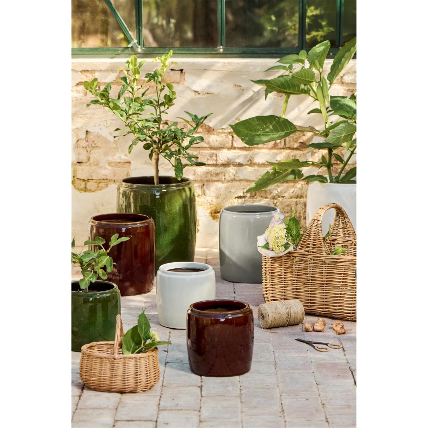 Sada 3 válcových květináčů Ib Laursen v tmavě hnědé barvě_0