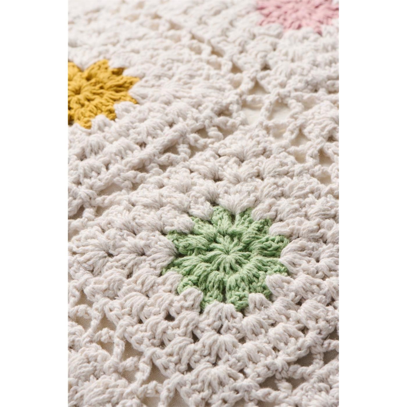 Háčkovaný povlak na polštář Ib Laursen krémový s vícebarevnými květy_1