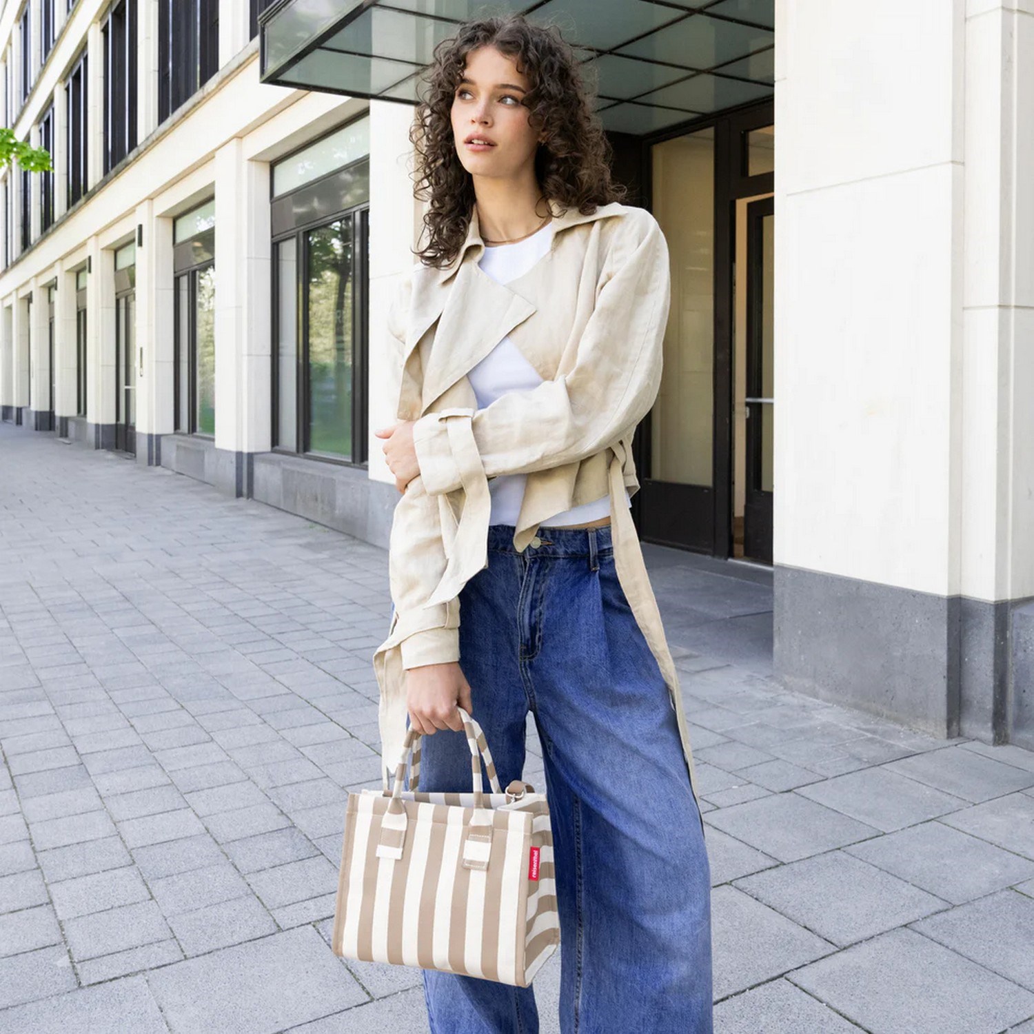 Taška přes rameno Reisenthel Daily Shopper XS summerstripes coffee_0