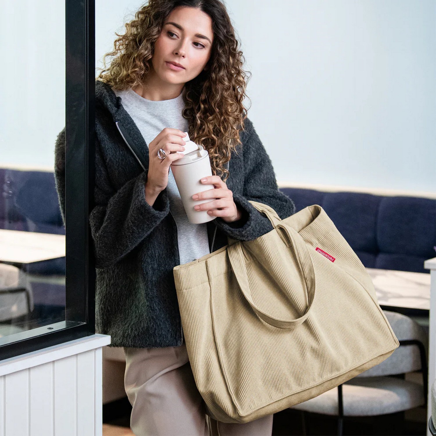 Taška přes rameno Reisenthel softshopper cord sand_0