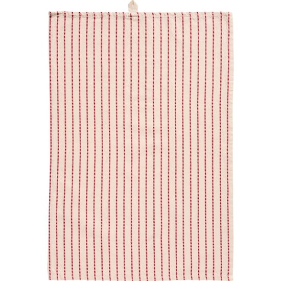Kuchyňská utěrka HOLLY Ib Laursen 70x50 cm přírodní s červenými pruhy_0