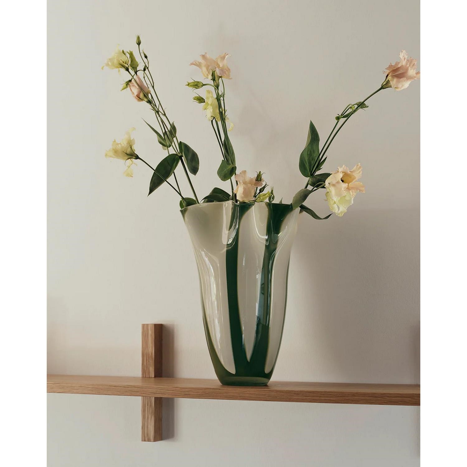 Skleněná váza Broste LIVA V.31,5 cm krémově zelená_0