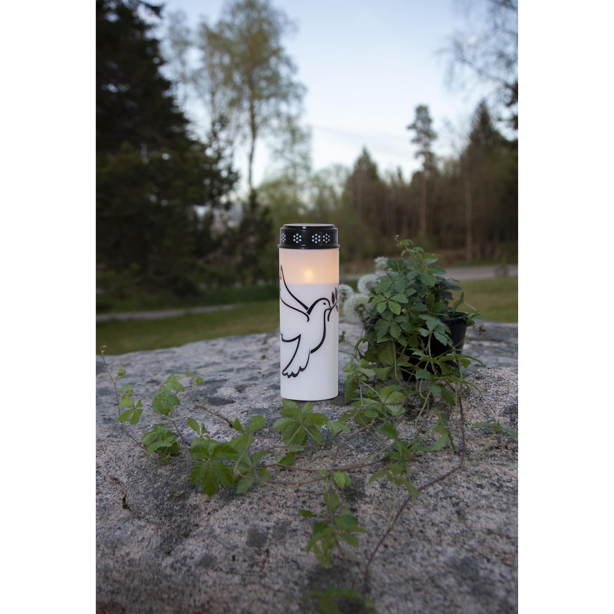 LED hřbitovní svíčka DOVE V.21 cm bílo-černá_0