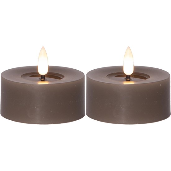 2x LED větší čajová svíčka FLAMME FLOW tmavě hnědá_2