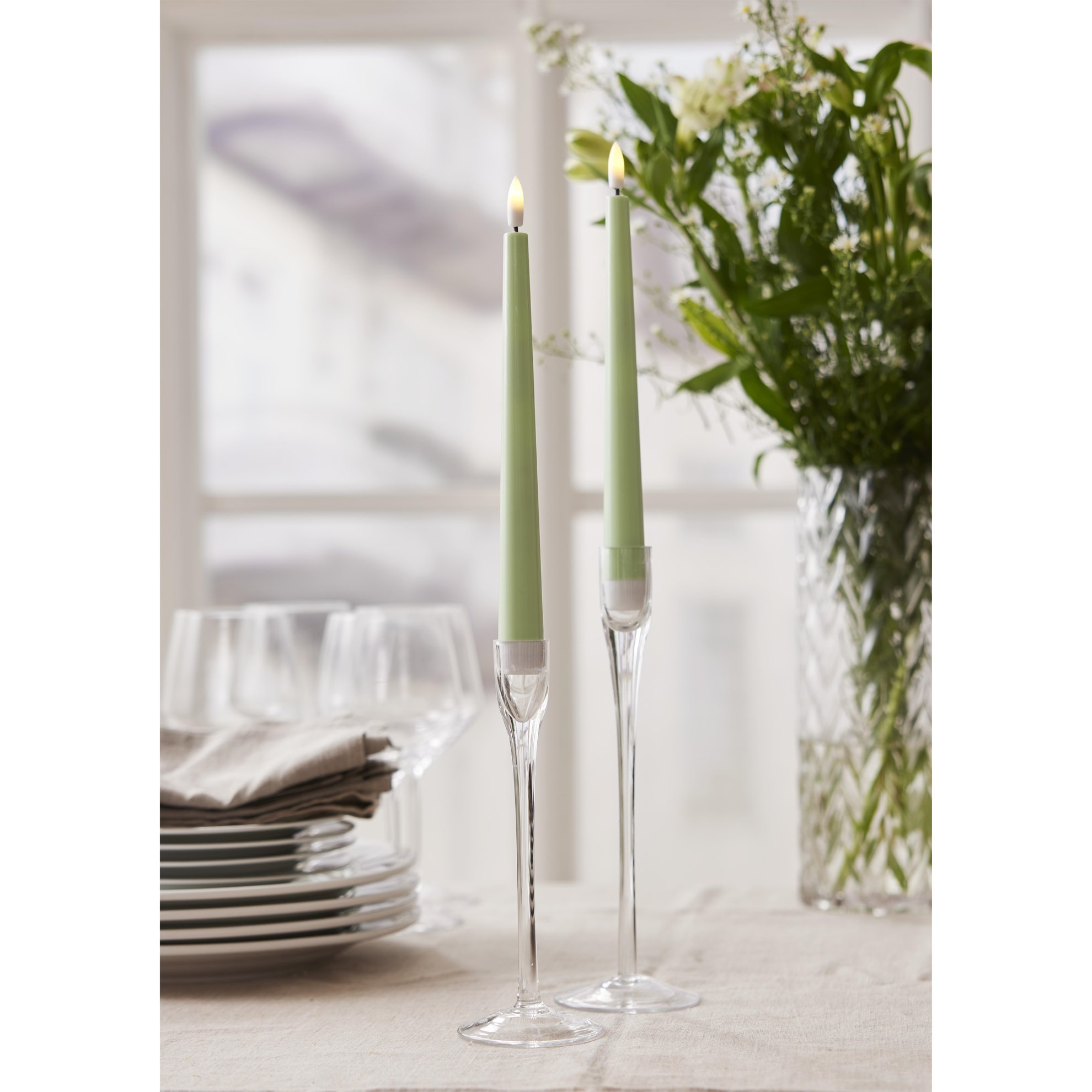 LED svíčka FLAMME CANDY 26 cm SET/2ks zelená_1